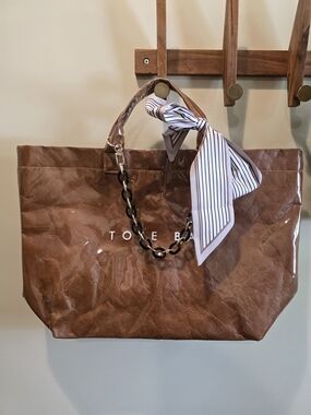 🔥 Tote Bag in Brown with Chain And Scarf Accent